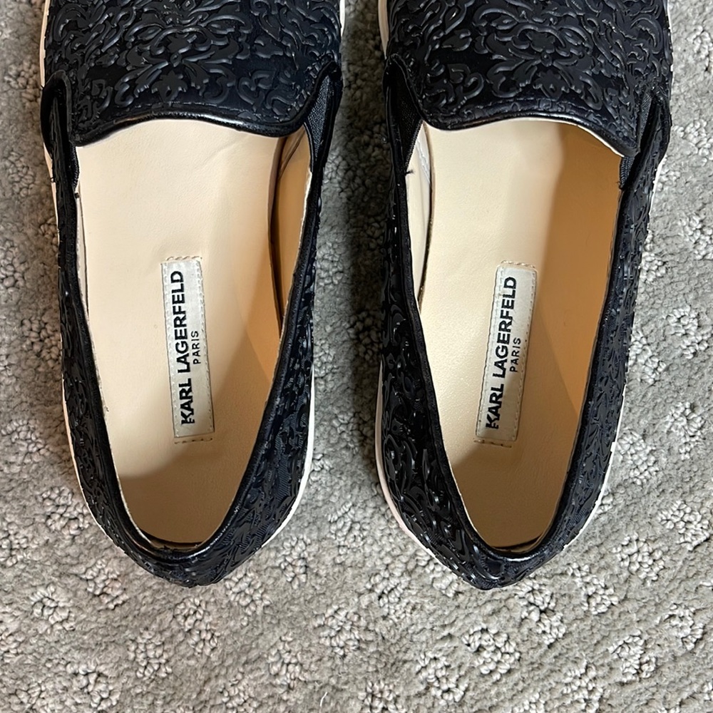 Karl Lagerfeld Paris Embroidered Slip-On Sneakers - Picture 4 of 8